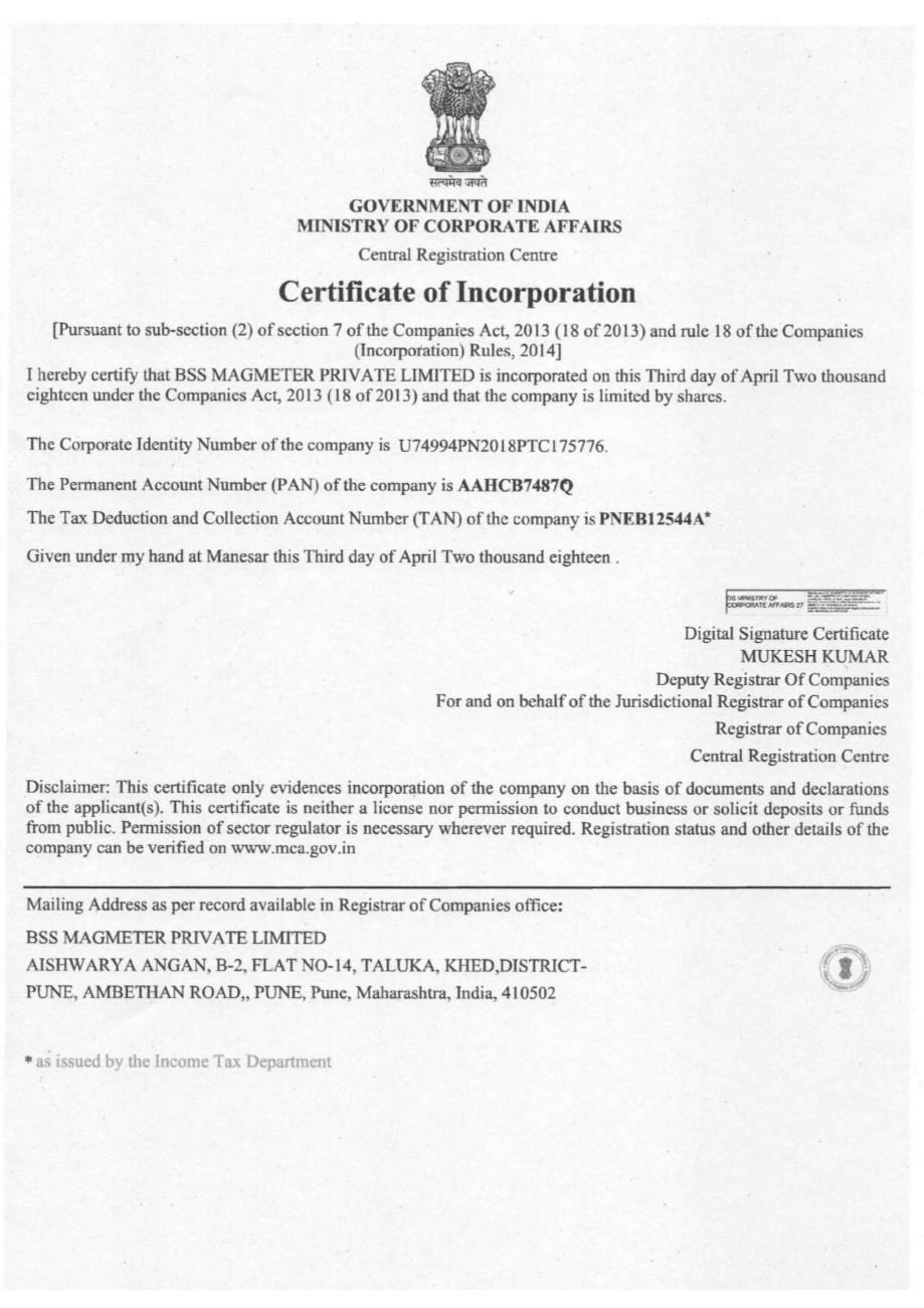 Certificates