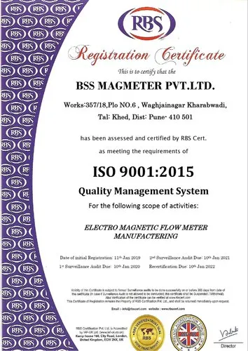BSS Magmeter ISo certification